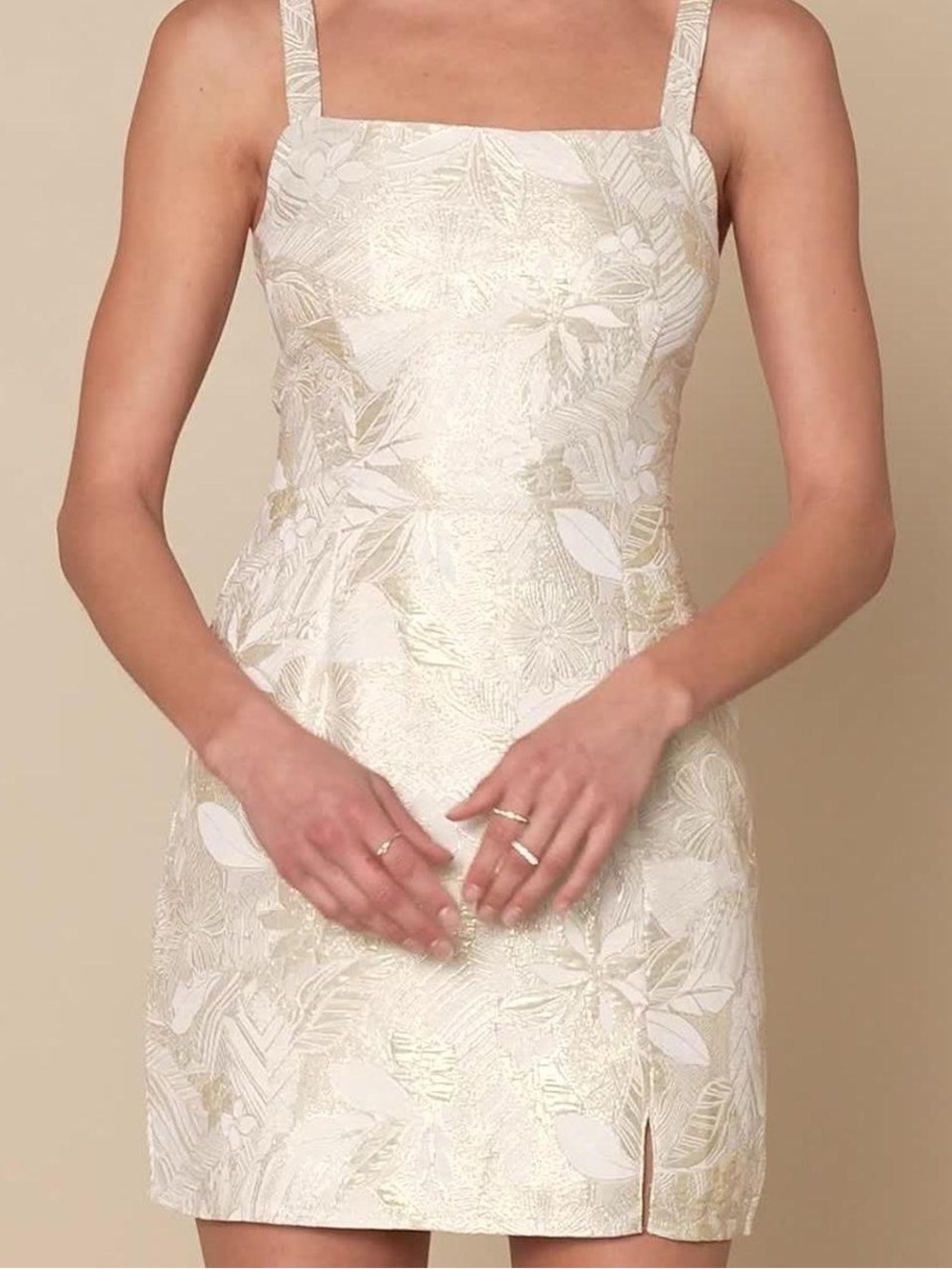Lulus Mini gold and white dress